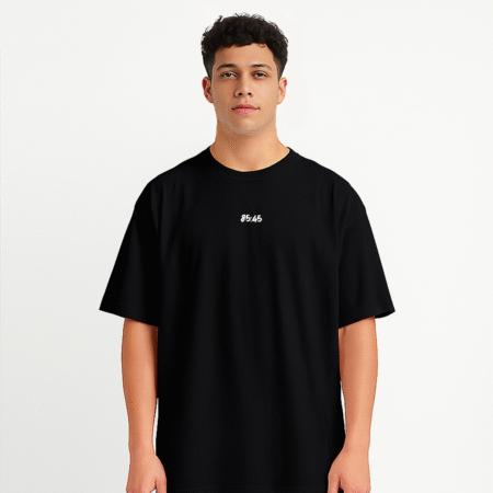 Qadia Front Printed Black T-Shirt