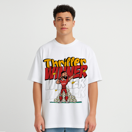 Thriller Winner Front Printed White T-Shirt