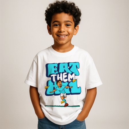 Eat Them All Front Printed Kids White T-Shirt
