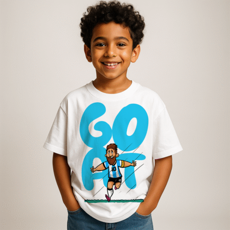 Goat Front Printed Kids White T-Shirt