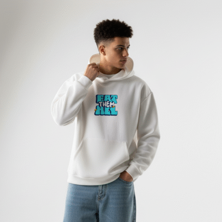 Eat Them All Front And Back Printed White Hoodie